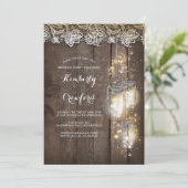 Mason Jar Lights en Lace Rustic verjaardagsfeestje Kaart (Staand voorkant)