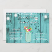 Mason Jar Lights Hout Paren Trouwdouche Kaart (Voorkant)