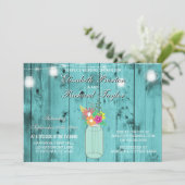 Mason Jar Lights Hout Paren Trouwdouche Kaart (Staand voorkant)