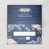 Mason Jar Lights Lace Floral Rustic Blue Wedding Plaatskaartje (Buitenkant ongevouwen)