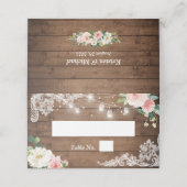 Mason Jar Lights Lace Floral Rustic Wedding Plaatskaartje (Buitenkant ongevouwen)