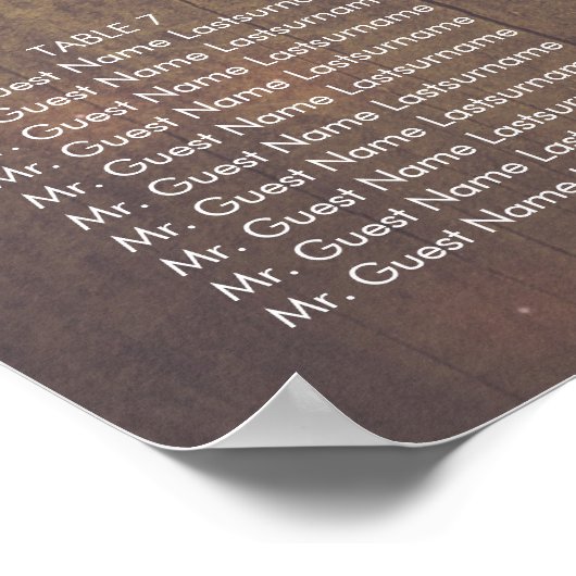 Mason Jar Lights Lace Wood Wedding Seding Chart Poster (Hoek)