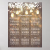 Mason Jar Lights Lace Wood Wedding Seding Chart Poster (Voorkant)