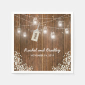 Mason Jar Lights Rustic Babys Breath Wedding Servetten (Voorkant)