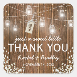Mason Jar Lights Rustic Babys Breath Wedding Vierkante Sticker