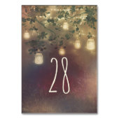 Mason Jar Lights Rustic Tree Trouwtafel Nummer Kaart (Achterkant)