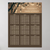 Mason Jar Lights Rustic Wedding Seating Chart Poster (Voorkant)