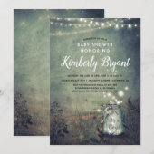 Mason Jar Lights Rustic Woodland Baby shower Kaart (Voorkant / Achterkant)