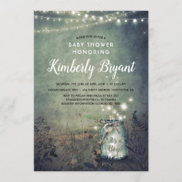 Mason Jar Lights Rustic Woodland Baby shower Kaart