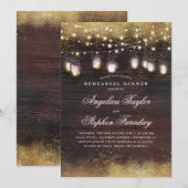 Mason Jar Lights Rustiek Hout Repetitie Diner Kaart (Voorkant / Achterkant)