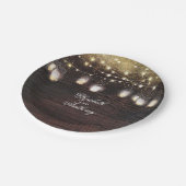 Mason Jar Lights Rustieke Bruiloft Papieren Bordje (Gekanteld)