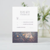 Mason Jar Lights Rustieke Bruiloft RSVP Kaarten (Staand voorkant)