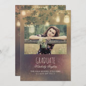 Mason Jar Lights Rustieke Foto Afstudeerfeest Kaart (Voorkant / Achterkant)