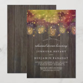 Mason Jar Lights Rustieke repetitie diner Kaart (Voorkant / Achterkant)