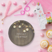 Mason Jar Lights Rustieke Schuur Bruiloft Papieren Bordje (Feest)