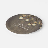 Mason Jar Lights Rustieke Schuur Bruiloft Papieren Bordje (Gekanteld)