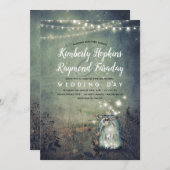 Mason Jar Lights | Rustieke tuin | Avondbruiloft Kaart (Voorkant / Achterkant)