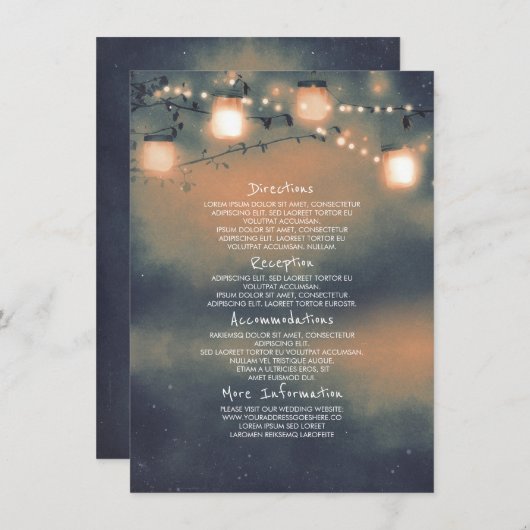 Mason Jar Lights Trouwgegevens - Informatie Informatiekaartje (Voorkant / Achterkant)