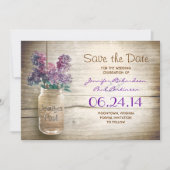 Mason Jar & Lilas Sla de datum op Save The Date (Voorkant)