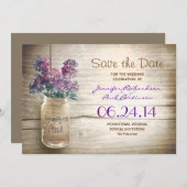 Mason Jar & Lilas Sla de datum op Save The Date (Voorkant / Achterkant)