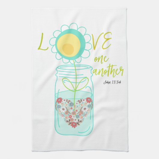 Mason Jar: Love Bible Verse Theedoek (Verticaal)