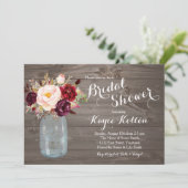 Mason Jar Marsala Bridal Shower Kaart (Staand voorkant)