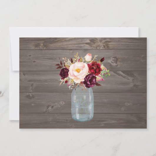 Mason Jar Marsala Bridal Shower Kaart (Achterkant)
