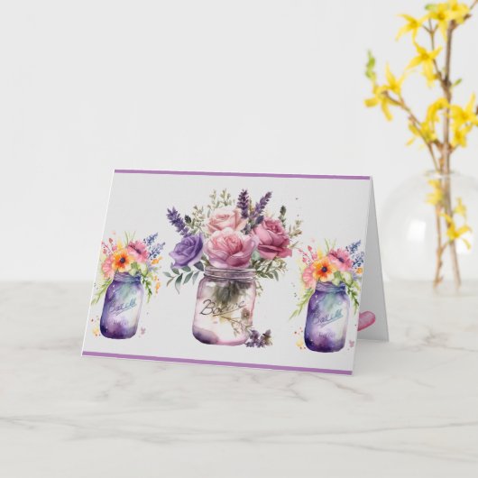Mason Jar Melody - Moederdag Kaart (Gele Bloem)