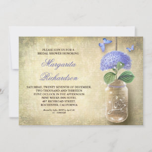 Mason Jar met Blauwe Bloemen-vrijgezellenfeest Uit Kaart