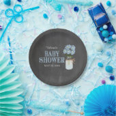 Mason Jar met Bloemen  Blauw Typografie Papieren Bordje (Feest)