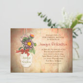 Mason Jar met Bloemen Bruids Douche Uitnodiging (Staand voorkant)