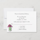 Mason Jar Met Bloemen Bruiloftsreceptie RSVP Kaart (Achterkant)