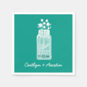 Mason Jar met bloemen en aangepaste kleur A16 Servetten (Voorkant)