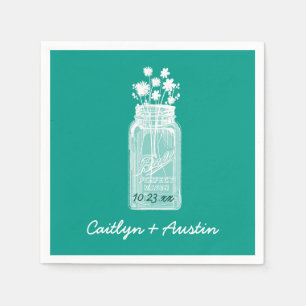 Mason Jar met bloemen en aangepaste kleur A16 Servetten