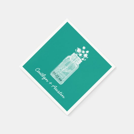 Mason Jar met bloemen en aangepaste kleur A16 Servetten (Hoek)