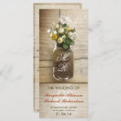 Mason Jar met bloemen rustieke bruiloft programma' Programmakaart (Voorkant / Achterkant)