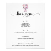 Mason Jar met Bloemen Wedding Bar Menu Poster (Voorkant)