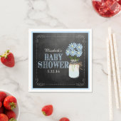 Mason Jar met Blue Flowers Baby shower Servetten (Insitu)