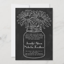 Mason Jar met Daisies op Chalkboard bruiloft Kaart
