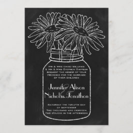Mason Jar met Daisies op Chalkboard bruiloft Kaart