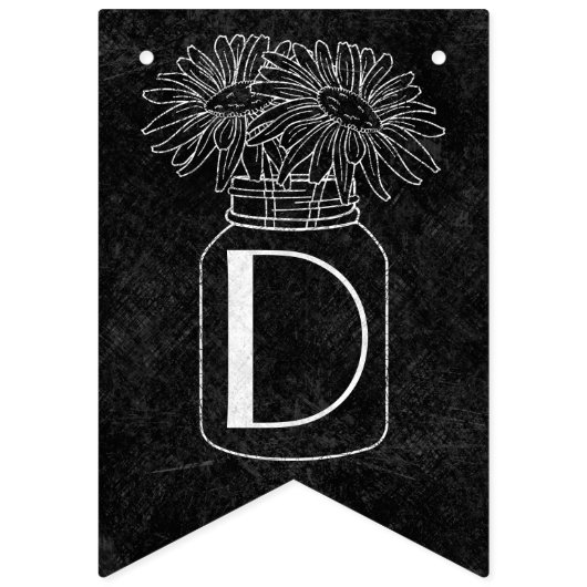 Mason Jar met Daisies op Chalkboard Wedding Vlaggetjes (Derde vlag)