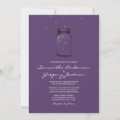 Mason Jar met Fireflies Wedding Paars Kaart (Voorkant)