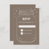 Mason Jar met Fireflies Wedding RSVP Linen (Voorkant / Achterkant)