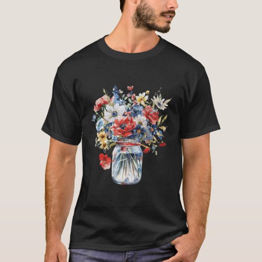 Mason Jar met Flowers T-shirt (Voorkant)