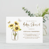 Mason Jar met Geel Zonnebloemen Baby shower Kaart (Staand voorkant)