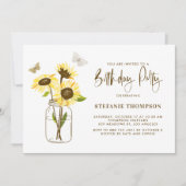 Mason Jar met gele Zonnebloemen Verjaardagsfeest Kaart (Voorkant)