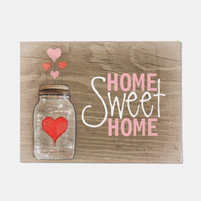 Mason Jar met hart Rustic Deurmat (Voorkant)