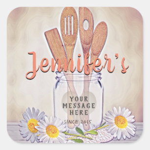  Mason Jar met hart Vierkante Sticker