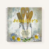 Mason Jar met Heart en Daisies Cookboo Notitieboek (Voorkant)