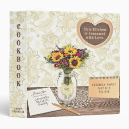 Mason Jar met Heart en Daisies Cookbook 1 1/2" Multomap